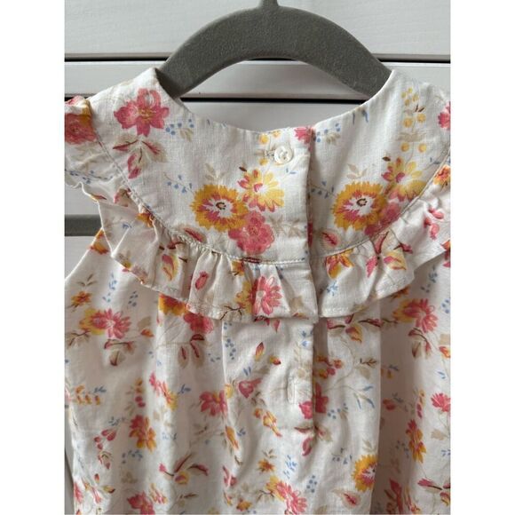 Janie and Jack 12-18 Months Baby Girl Floral Ruffle Dress in Jet Ivory Floral - Picture 7 of 8